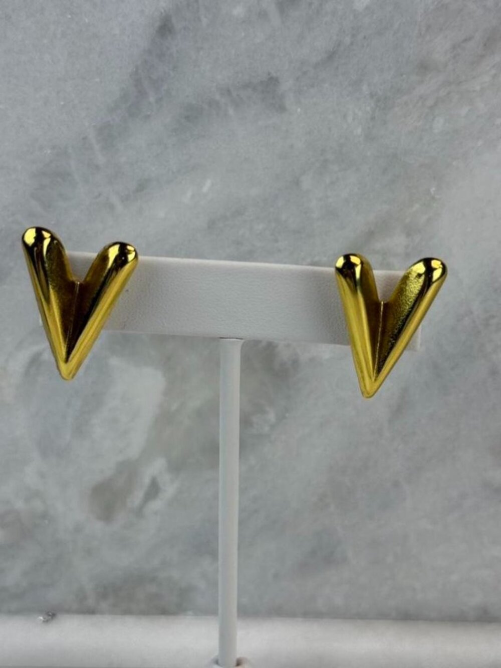 Gold V-Shaped Stud Earrings